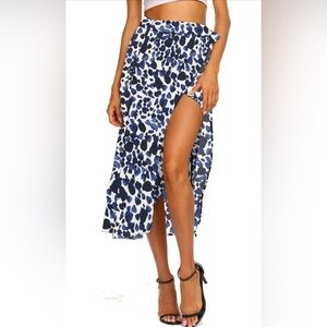 🆕 Boho Leopard Skirt High Low Split Summer Beach Midi Wrap Skirt